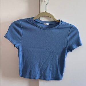 Garage Blue Ribbed Cropped Baby Tee (M)